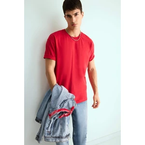 %100 Pamuk Boxy Fit Bisiklet Yaka Basic Düz Kısa Kollu Tişört D6070AX25SP