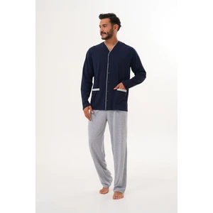 Çift Kaplan 8002 Düz Önden Düğmeli Pijama Takımı