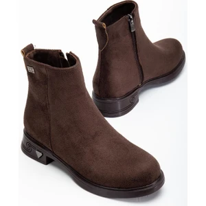 Dilimler Ayakkabı Kadın Bot Kahverengi Süet Suni Deri Kauçuk Taban Yüzüdüz