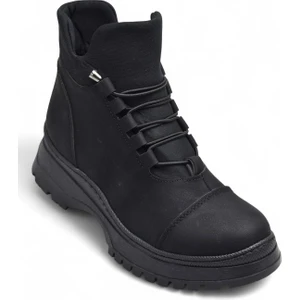 4561 Kadın Bot Ayakkabı Kaymaz Taban Fermuarlı Bağcıklı Günlük Kadın Bot