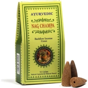 Ayurvedic Marka Geri Akışlı (Ters Akışlı) Nag Champa Konik Tütsüsü (10 Adet )