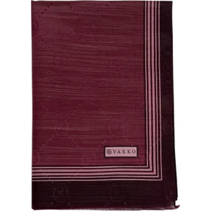 Pamuk Ipek Şal - Bordürlü Monogram - Bordo