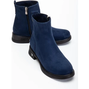 Dilimler Ayakkabı Kadın Bot Lacivert Süet Suni Deri Kauçuk Taban Yüzüdüz