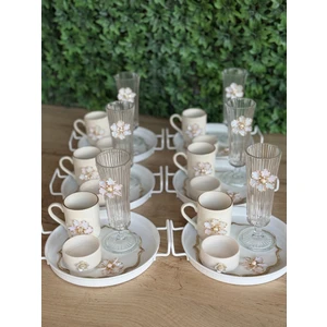 Hediye Köşkü 6 Kişilik 30 Parça Porselen Lüks Kahve Sunum Seti Tüm Set