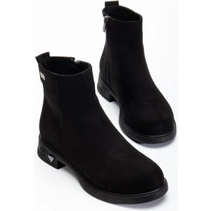 Dilimler Ayakkabı Kadın Bot Siyah Süet Suni Deri Kauçuk Taban Yüzüdüz