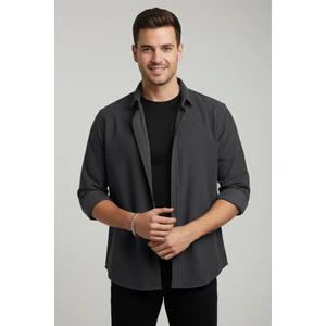 Erkek Füme Kadife Fitilli Rahat Kesim Gömlek Yumuşak Dokulu Likralı Kadife Gömlek 2600758