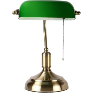 Neo Vista Banker Masa Lambası Yeşil Cam Eskitme Gövde E27 Duy Retro Dekoratif Masa Lambası (Ampul Hediyeli)