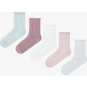 5 Çift Pamuklu Kendinden Desenli Soket Çorap