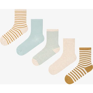 5 Çift Pamuklu Karışık Çizgi Desenli Soket Çorap
