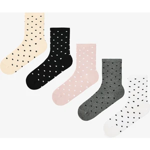 5 Çift Pamuklu Puantiye Desenli Soket Çorap