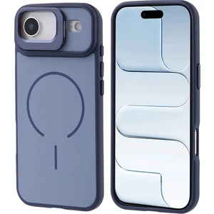 iPhone 17 Air Kılıf M-Safe Şarj Özellikli Kamera Standlı Zore Notron Kapak - Lacivert