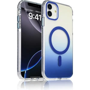 iPhone 11 Kılıf M-Safe Şarj Özellikli Transparan Renk Geçişli Zore Toros Kapak - Mavi