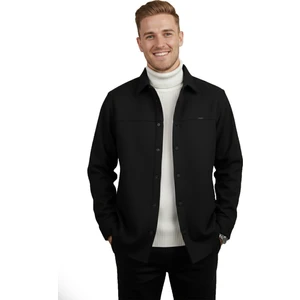 DeepSEA Erkek Siyah Likralı Rahat Kalıp Cepsiz Kaşe Ceket – Çıt Çıtlı, Esnek Şık Model Ceket 2600760