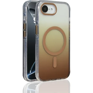 iPhone 16E Kılıf M-Safe Şarj Özellikli Transparan Renk Geçişli Zore Toros Kapak - Gold