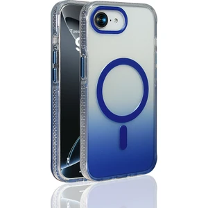 iPhone 16E Kılıf M-Safe Şarj Özellikli Transparan Renk Geçişli Zore Toros Kapak - Mavi