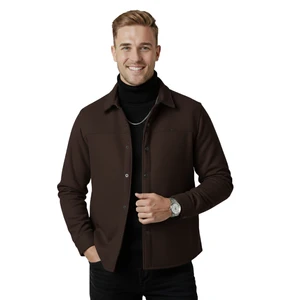 Erkek Kahve Likralı Rahat Kalıp Cepsiz Kaşe Ceket – Çıt Çıtlı, Esnek Şık Model Ceket 0760