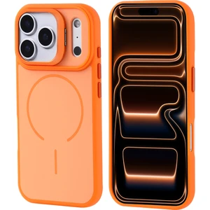 iPhone 17 Pro Max Kılıf M-Safe Şarj Özellikli Kamera Standlı Zore Notron Kapak - Turuncu