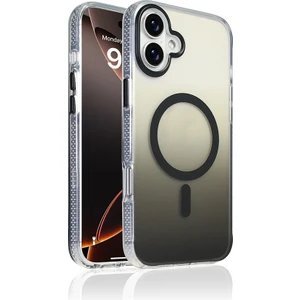 iPhone 16 Plus Kılıf M-Safe Şarj Özellikli Transparan Renk Geçişli Zore Toros Kapak - Siyah