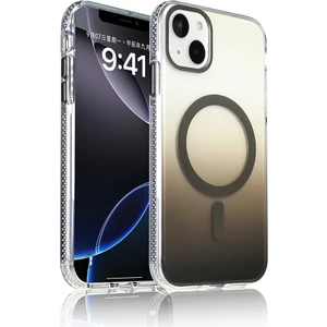 iPhone 15 Kılıf M-Safe Şarj Özellikli Transparan Renk Geçişli Zore Toros Kapak - Gri