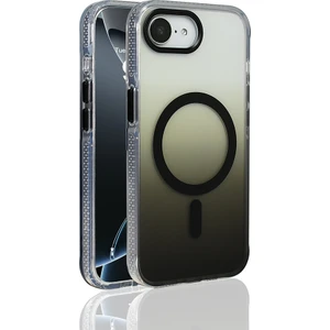 iPhone 16E Kılıf M-Safe Şarj Özellikli Transparan Renk Geçişli Zore Toros Kapak - Siyah