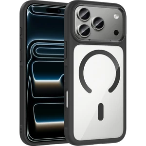 iPhone 17 Pro Kılıf M-Safe Şarj Özellikli Metal Kamera Çerçeveli Zore Tiko Kapak - Siyah