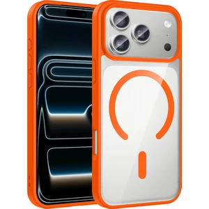 iPhone 17 Pro Max Kılıf M-Safe Wireless Şarj Özellikli Silikon Kflg Ege Kapak - Turuncu