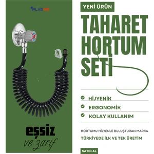 Spiral Taharet Musluğuna Uyumlu 3/8 Rekor Bağlantılı Taharet Hortumu ve Banyo Wc Yıkama 1.5 Metre Setler