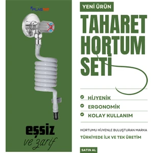 Spiral Taharet Musluğuna Uyumlu 3/8 Rekor Bağlantılı Taharet Hortumu ve Banyo Wc Yıkama 1.5 Metre Setler