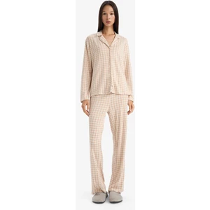 Pijama Takımı Regular Fit Kareli Uzun Kollu Üst Uzun Alt G1189AX25AU