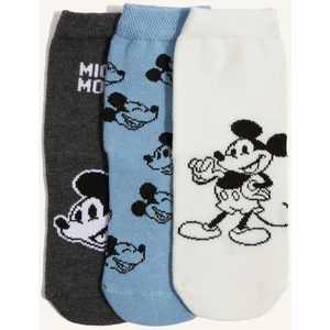 Erkek Bebek Disney Mickey & Minnie Kaydırmaz Taban 3'lü Pamuklu Uzun Çorap F6984A5NS