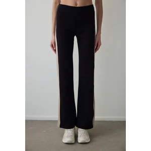 Siyah Termal Etkili Panel Detaylı Flare (İspanyol Paça) Pantolon