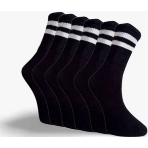 6’lı Erkek Tenis – Kolej Çorabı | Beyaz & Siyah Renk Seçenekleri | Çift Şeritli Uzun Spor Çorap