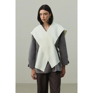 Kare Parçalı Atkı Ekru