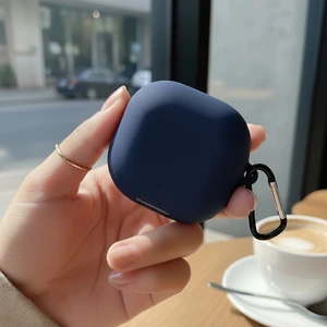 Caseonn Anker Soundcore Liberty 4 Pro Kılıf Askı Aparatlı Mat Silikon Lacivert