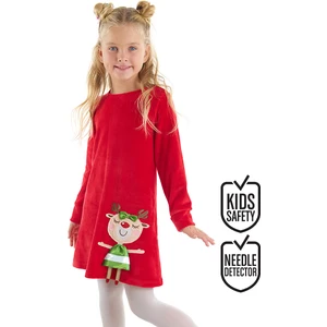 Yaramaz Geyik Kız Yılbaşı Kadife Kırmızı Elbise