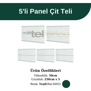 5 ‘li Panel Çit Teli 50x250 Cm Yeşil (12,5 Metre)