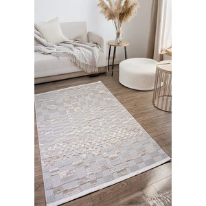 Kupon Halı Gri Bej Sisal Bukle Dokuma Hasır Desen Kaymaz Saçaklı Makine Halısı Salon, Mutfak, Çocuk Odası Yolluk