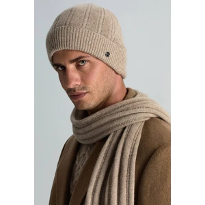 Saf Kaşmir Örgü Desenli Camel Bere