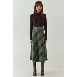 Kadın A-Form Kalın Midi Etek Sacramento Yeşili