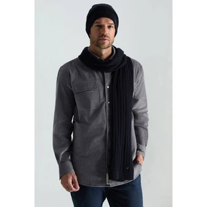 Lambswool Yün Lacivert Atkı