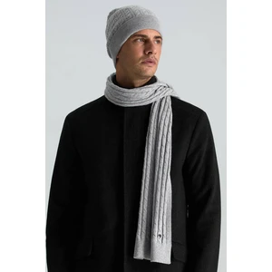 Lambswool Yün Açık Gri Atkı