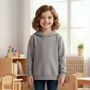 Woody Cord Çocuk Sweatshirt Kapüşonlu - Gri - Düz