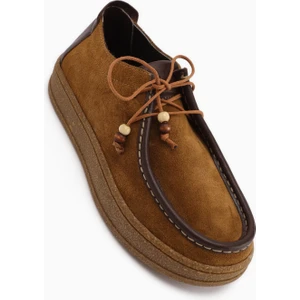 Polin Hakiki Deri Vizon Süet Bağcıklı Günlük Loafer Ayakkabı