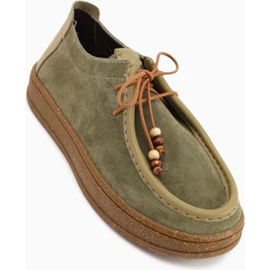 Polin Hakiki Deri Haki Süet Bağcıklı Günlük Loafer Ayakkabı