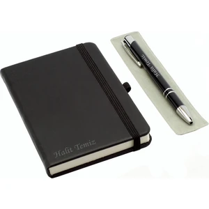 Hediye Shop Kişiye Özel Deri Lastikli Defter Kalem Seti