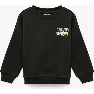 Uzun Kollu Bisiklet Yaka Baskılı Sweatshirt