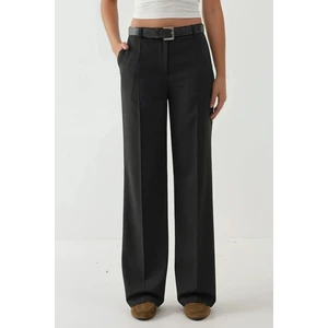 Kadın Viskon Karışımlı Straight Leg Pantolon Siyah