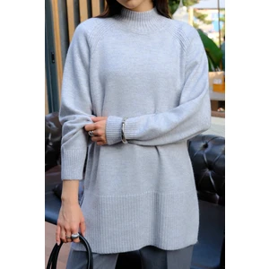 Balıkçı Yaka Basic Kazak Açık Gri