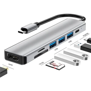 Macbook Uyumlu Type-C to 4K Ultra HD 1080p HDMI 2* USB 3.0 SD TF Kart Okuyucu 5IN1 Çevirici Hub Adaptör-CH13-