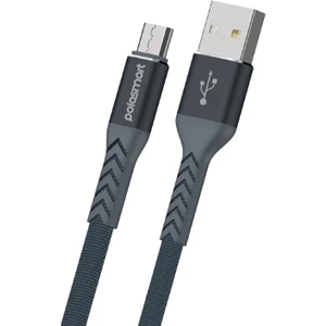 PBS407 Micro USB Şarj ve Data Kablosu 2.4 Amper  1.2 Metre Gri